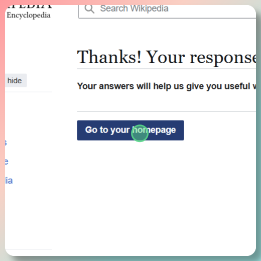 Clicking Go to your homepage link